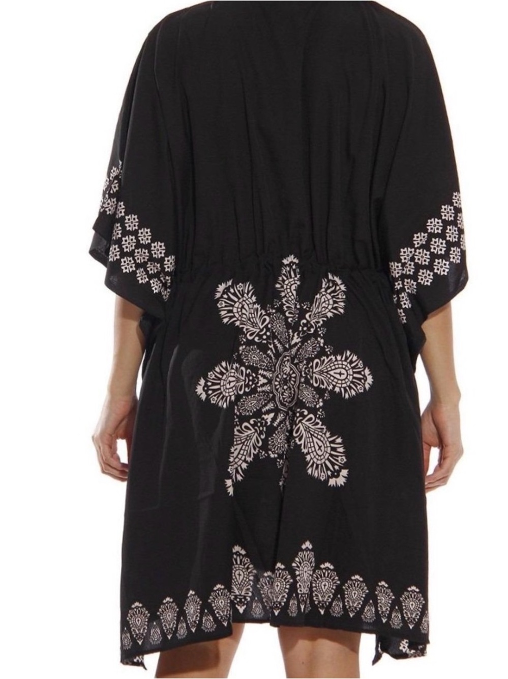 Riviera Sun Women’s Black White Medallion Kaftan Dress/Swim Coverup Plus Size 3X - Picture 2 of 7